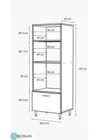 Resim Buzkan Mobilya Mutfak Fırın Bölmeli Mdf Dolap Ankastre Dolabı Beyaz 