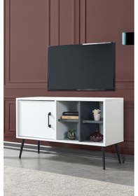 Resim 3112 Şile Metal Ayaklı Metal Kulplu Tv Ünitesi 100 Cm - Beyaz Beyaz 