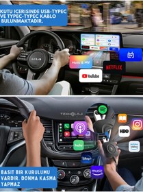 Resim Teknoloji Gelsin Kablosuz Car play ve Android Auto Adaptör Türkçe Dil 2 Gb Ram 32 Gb Rom Youtube Netflix 