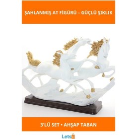 Resim Polyester 3'lü Şahlanmış At Figürü Estetik Dekoratif Aksesuar 1 Adet 