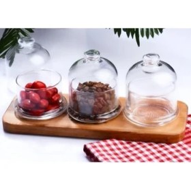 Resim Seyran Ahşap Standlı Reçellik 3lü Reçellik Takımı Kahvaltılık Sosluk 