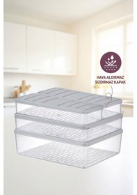 Resim Selka Home 4'lü Set Nora Organizer Buzdolabı Buzluk Düzenleyici Saklama Kabı( 1 Ad. 4 Lt. 1 Ad. 2,25 Lt. 2 Ad. 1 Lt. ) 