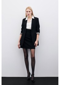 Resim Sateen Düz Mini Etek - Siyah-135748 Siyah 