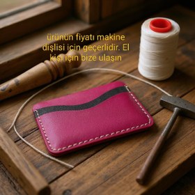 Resim MESACRAFT Unisex Süper Slim Deri Ince Model Kredi Kartı & Kartvizitlik Hakiki Deri Kartlık 