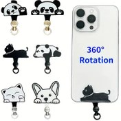 Resim 1/3/5 adet Sevimli Karikatür Panda/Kedi/Yavru Kayıp Önleyici Askı Aralıkları 360° Dönebilen Karbon Fiber Naylon Cep Telefonu Askı Aralıkları - Ultra İnce, Dayanıklı, Ayrılabilir Gasket Metal Halka Klipsi Asma Kordonu Telefon Kılıfı Aksesuarları için 