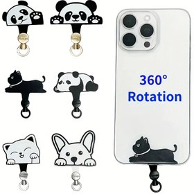 Resim 1/3/5 adet Sevimli Karikatür Panda/Kedi/Yavru Kayıp Önleyici Askı Aralıkları 360° Dönebilen Karbon Fiber Naylon Cep Telefonu Askı Aralıkları - Ultra İnce, Dayanıklı, Ayrılabilir Gasket Metal Halka Klipsi Asma Kordonu Telefon Kılıfı Aksesuarları için 