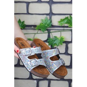 Resim Vojo Mirror Ortopedik Taşlı Çift Tokalı Plaj Kadın Terlik 