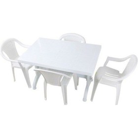 Resim Netbazaars Plastik Masa Sandalye Takımı Kırık Beyaz Nocolor-11d450cd 