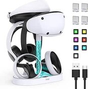 Resim FASTSNAIL PSVR2 için şarj istasyonu, PS5 VR kulaklık ve Sense Controller için LED stand, 10 RGB ışıklı, Playstation VR2 ile uyumlu aksesuar 