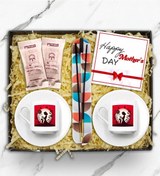 Resim Anneler Gününe Özel 2'li Beyaz Fincan Takımı & Tütsü & 2'li Kahve & Not Hediye Seti 