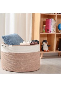 Resim Mavaux Shahbaz Özel Pamuklu Jüt Battaniye Sepeti Hasır Oyuncak Sepeti Jüt Çamaşır Sepeti 40-30 Hasır 