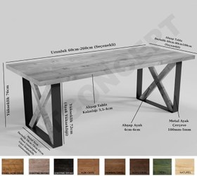 Resim NTConcept Mirna Doğal Ahşap Yemek Masası (85 x 200 cm) 