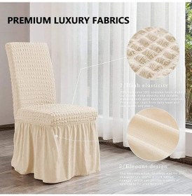 Resim StarMall Brürümcük Etekli Sandalye Kılıfı, Lastikli,esnekli Sandalye Örtüsü 1 Adet Krem 