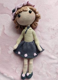 Resim CanansCraft Amigurumi Örgü Şapkalı Kız Oyuncak Bebek Çocuk Oyuncağı 