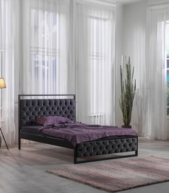 Resim Unimet Mithra Çift Kişilik Metal Karyola Siyah (AHŞAP LATALI) 