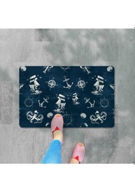 Resim Dijital Baskılı Kapı Önü Paspas Ev İçi Ve Dışı İçin Banyo Lavabo Balkon Mutfak İçin Ve Yıkanabilir Lacivert 