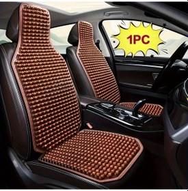 Resim Honeybeeshop Kahverengi Ahşap Boncuklu Araba Koltuk Kılıfı Masaj Sırt Desteği Yaz Serinletici Yastık 