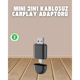 Resim Alvo Store Buğz Kablosuz Carplay Adaptörü – Usb-A & Type-C Uyumlu Hızlı Bağlantı Cihazı 