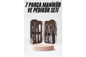 Resim MiraLive Çantalı 7 Parça Manikür Pedikür Seti Tırnak Makası Cımbız Törpü 