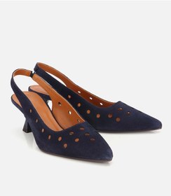 Resim Hotiç Kadın Süet Deri Lacivert Delikli Arkası Açık Kısa Topuklu Stiletto 01ayh321450a680 01ayh321450a680 