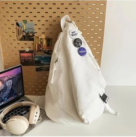 Resim Fochsia Beyaz Vintage Canvas Sırt Çantası - Ayarlanabilir Askı Ve Çok Cepli Daypack Beyaz 