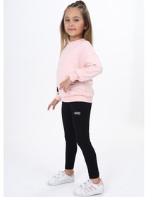 Resim Toontoy Kids Toontoy Kız Çocuk Baskılı Taytlı Takım Pudra 