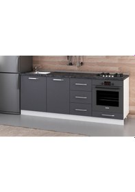 Resim Minar 215 Cm Mutfak Dolabı Beyaz Antrasit 215-A3-Alt Modül Beyaz 