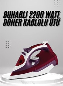 Resim Seramik Tabanlı Kırmızı 2200 Watt Şok Buharlı Ütü 