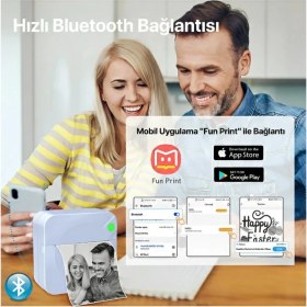 Resim 4Berry C17M Mavi Mini Bluetooth Yazıcı – Termal, Portable, Kartuşsuz Baskı 