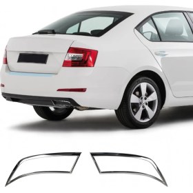 Resim Skoda Octavia A7 Uyumlu 2013 ve Üzeri Krom Egzoz Çerçevesi 2 Parça Paslanmaz Çelik 