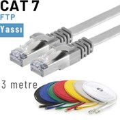 Resim IRENIS Gri Cat7 Yassı Ftp Ethernet (network) Kablosu 3 m 