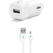 Resim Ttec SpeedCharger Araç Şarj Aleti 2.1A Kablolu Beyaz Micro Usb 
