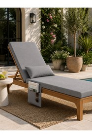 Resim Evimstil TESSARO Şezlong Minderi Outdoor Olefin Kumaş Fermuarlı 22 DNS Sünger 8 CM Krem Bej 