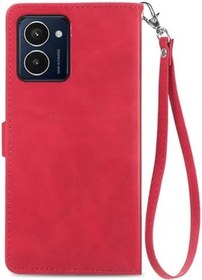 Resim HMD Pulse Pro/HMD Pulse için Kılıf, Deri Cüzdan Kapaklı Kitap Kapağı Kart Tutucu, Stand ve El Kayışı ile HMD Pulse Pro/HMD Pulse için Hoş Çiçek Darbeye Dayanıklı Kabuk Kaplama, Kırmızı 