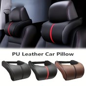 Resim Faux Leather Araba Başlık Yastığı - Bellek Köpüğü, Ayarlanabilir Boyun Desteği, Siyah ve Kahverengi Renklerde Mevcut, Çoğu Araç Modeli İçin Evrensel Uyumluluk, Konfor Aksesuarı|Ergonomik Tasarım|Ayarlanabilir Yastık 