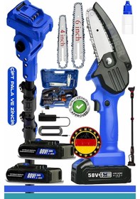 Resim Böhrer Alman V258 5ah 25 MM Teleskop Uzatmalı Kömürsüz Blue Akülü Budama Testeresi 6" Pala Ve Zincir 