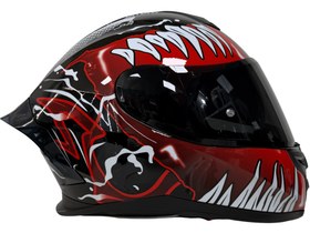 Resim Rivox R1 Graphic Red Black Venom - Full Face Motosiklet Kaskı 