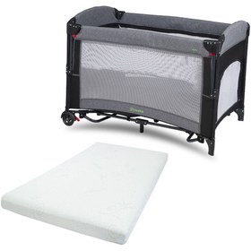 Resim Mastic Anne Yanı Park Yatak Sallanır Oyun Parkı Cibinlikli Yatak Hediyeli 70x110 Cm - Gri 