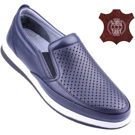 Resim Hakiki Deri Ortopedik Delikli Erkek Günlük Ayakkabı 046 Lacivert 