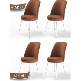 Resim Canisa Dexa Serisi, Üst Kalite Mutfak Sandalyesi,4 Adet Kiremit Sandalye, Metal Beyaz İskeletli Kiremit Sandalye Beyaz Ayakk 