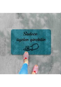 Resim Dijital Baskılı Hoş Geldiniz Yazılı Çiçek Desenli Kapı Önü Paspası İç Ve Dış İçin Yıkanabilir Kaymaz Siyah - Bej 