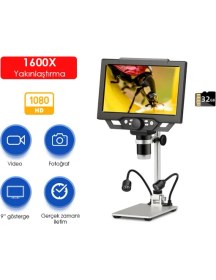 Resim Wellbox Dijital Mikroskop 12MP Renkli Ekranlı 1600X 