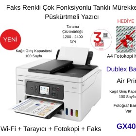 Resim Canon Maxify GX4040 Wi-Fi Renkli Çok Fonksiyonlu Tanklı Mürekkep Püskürtmeli Yazıcı+A4 Fotokopi Kağıdı Hediye 