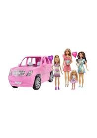 Resim Barbie Barbie'nin Aracı Ve Kız Kardeşleri Oyun Seti 4 Bebek Ve Limuzin Gff58 