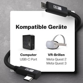 Resim CABLETEX Kablo için Oculus Quest 2 Link USB C için 5 Metre | USB 3.2 için Oculus Quest, VR Gözlükler, MacBook Pro ve Akıllı Telefonlar için 