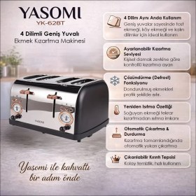 Resim Yasomi YK-628T 4 Dilimli Geniş Yuvalı Ekmek Kızartma Makinesi 