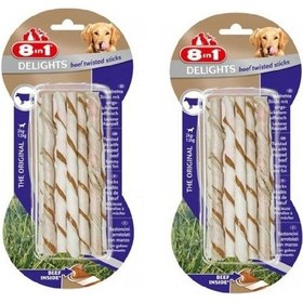 Resim 8in1 Delights Beef Twisted Sticks Biftekli Burgu Köpek Ödülü 55 Gr. X 2 Paket 