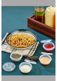 Resim 6 Lı Yelpaze Kapaklı Şeffaf Mini Sosluk- Ketçap Mayonez Kabı- Kahve Yanı Şeker Lokumluk Çok Renkli 