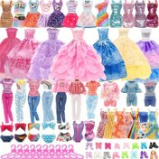 Resim 11.5-Inch Bebek Moda Ekipmanı - Karma Renk Kıyafet Seti 3 Zarif Akşam Gecesi Elbisesi, 3 Çok Yönlü Üst, 3 Çift Pantolon, 2 Eğlenceli Bikini, 10 Şık Etek, 10 Dayanıklı Askı, 10 Şık Ayakkabı - Bebek Severler için Mükemmel Noel Hediyesi 