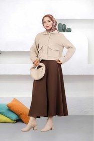 Resim CNG MODA Puf Scuba Kumaş Kloş Etek 